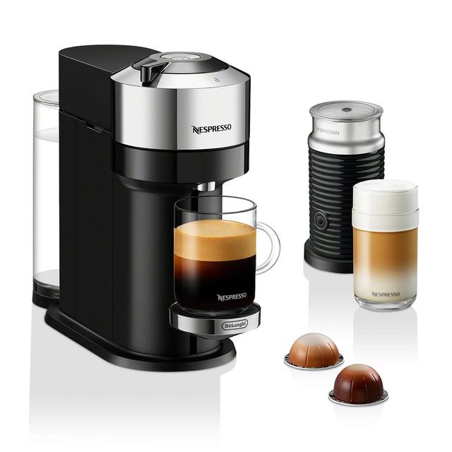 Nespresso Next Deluxe by De?Longhi with Aeroccino Milk Frother, Pure Chrome