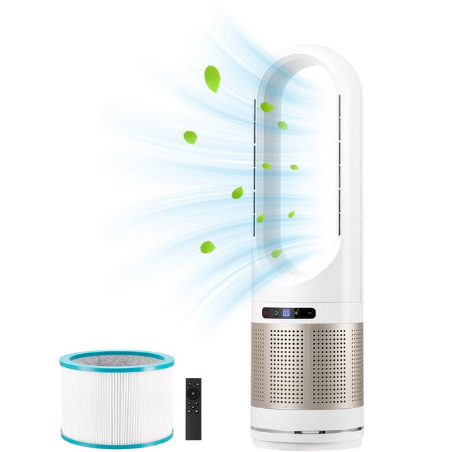 Tower Fan Bladeless, 16.4ft/s Velocity Floor Fan That Blows Cold Air, 80¡ã Oscillating 8-Speed Fans, 8H Timer