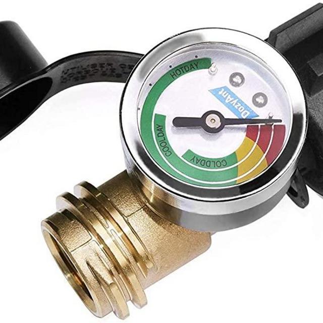 DOZYANT Propane Tank Gauge Level Indicator Leak Detector Gas Pressure Meter Color Coded Universal for Cylinder, BBQ Gas Grill, RV Camper, Heater and More Appliances - Type 1 Connection
