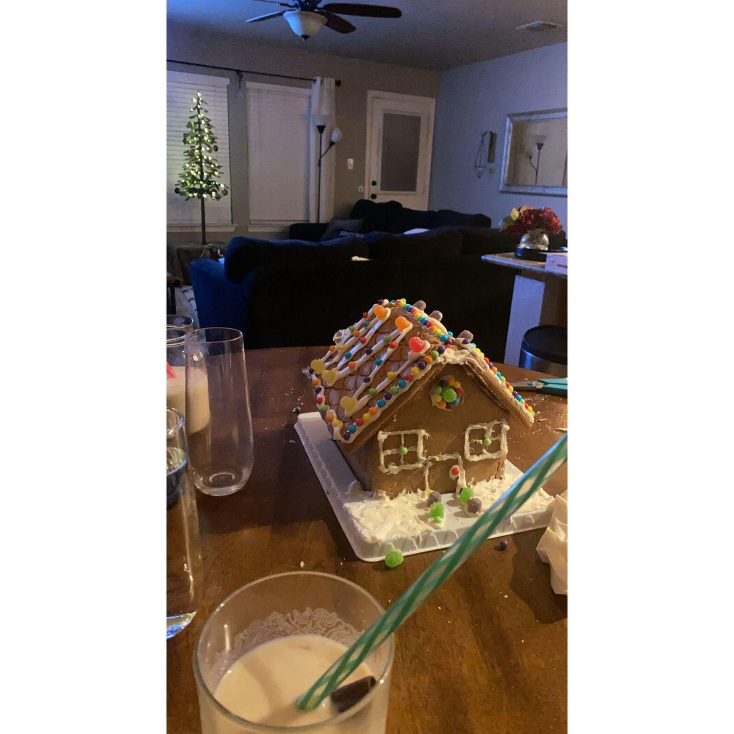 Our first gingerbread house where Brent explained the buying power of a dollar