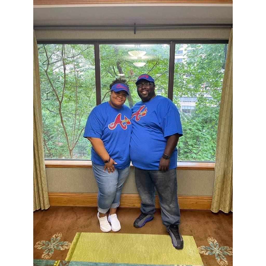 Our first baseball game with custom matching tees and sun visors by Brandon!