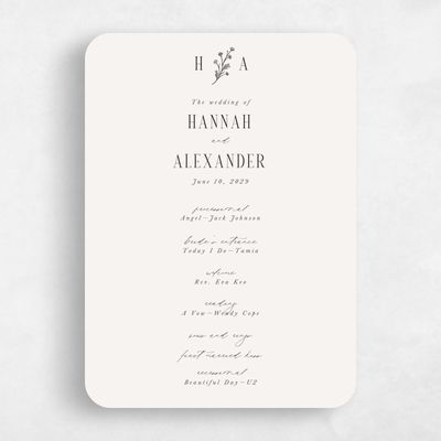 Beige Rounded Wedding Program - Nydia