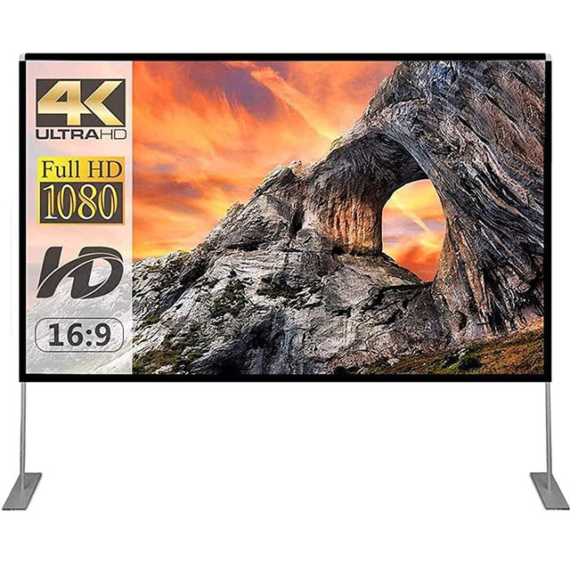 Projector Screen with Stand 120 inch Portable Projection Screen 16:9 4K HD Rear Front Projections Movies Screen with Carry Bag for Indoor Outdoor Home Theater Backyard Cinema Trave