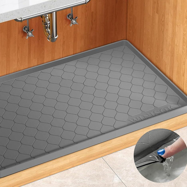 Winisok Silicone Under Sink Mat 19" x 19", kitchen Essentials and Gadgets, Shelf liner and Cabinet Protector, Home Organizers and Storage, Waterproof Bathroom Tray