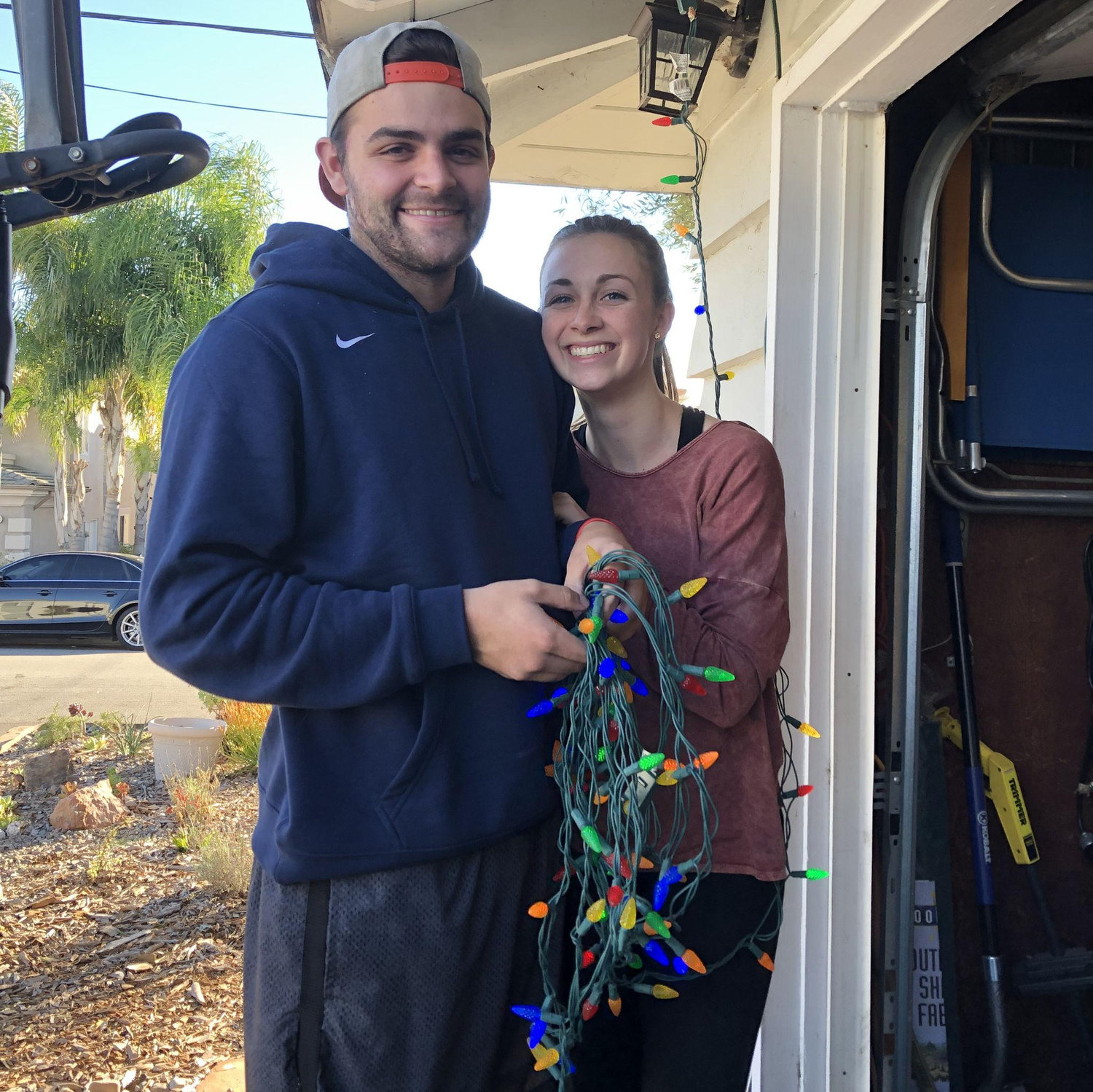 Helping to decorate the Wendels' house in Manhattan Beach for Christmas