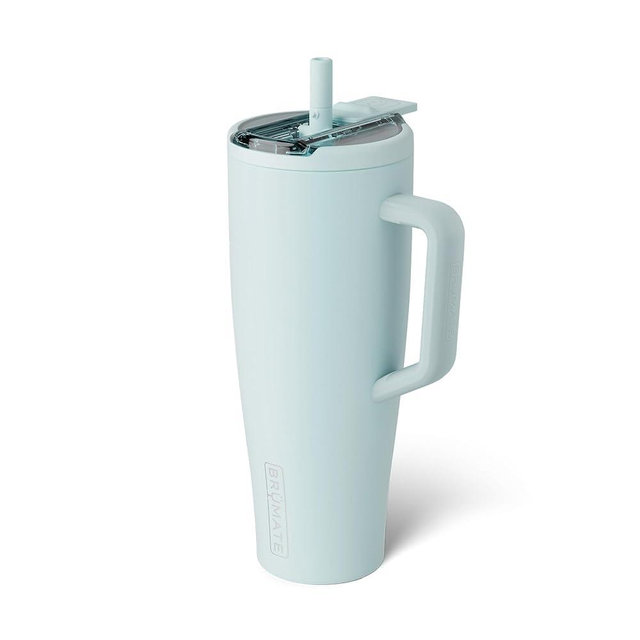 BrüMate Era Flip 40oz Tumbler with 100% Leakproof Covered Straw Lid | Hygienic Covered Straw | Insulated Stainless Steel Water Bottle with Handle | Cup Holder Friendly | BPA-Free (Blue Agave)