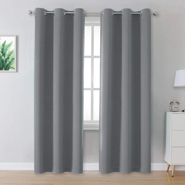 DUALIFE Grey Blackout Curtains 84 Inches Long for Bedroom Grey Grommet Window Treatment Thermal Insulated Room Darkening Window Panels Drapes for Living Room 42x84 Inch Length 2 Panels