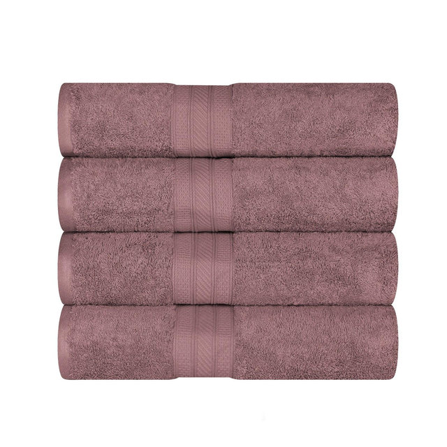 Cotton Solid Highly-Absorbent 4-Piece Bath Towel Set, Grape Shake - Blue Nile Mills