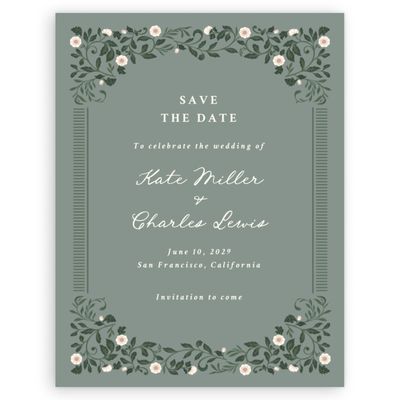 Deep Sage, Green Wedding Digital Save the Date - Pirouette Portrait