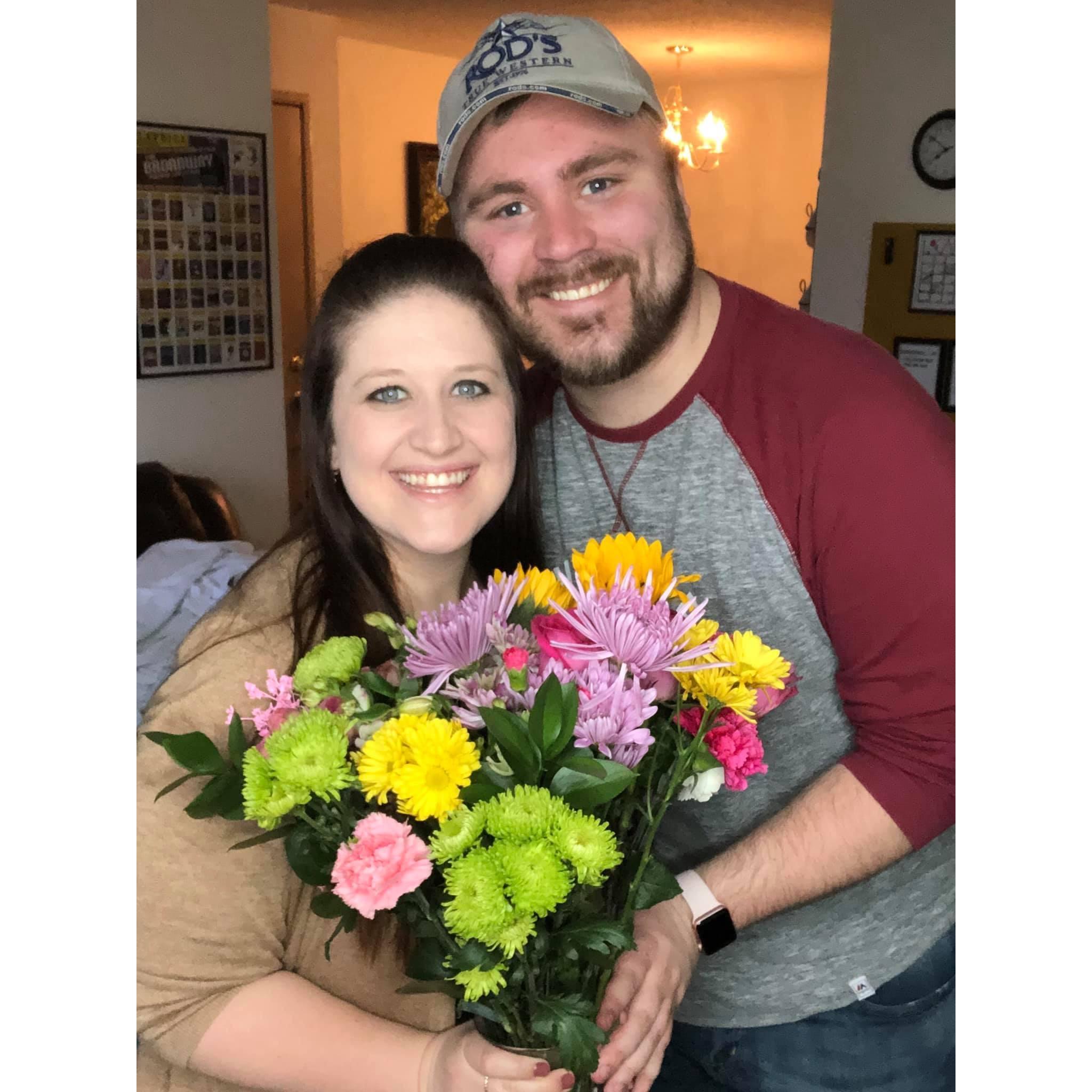 Nick arranged this bouquet all on his own for Rachel’s birthday!