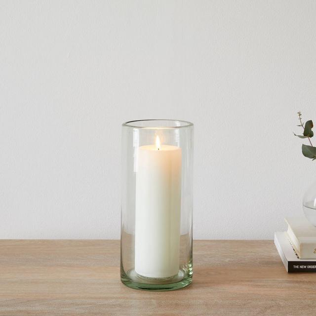 Pure Recycled Glass Hurricane, Tall Cylinder, Small, Set of 2