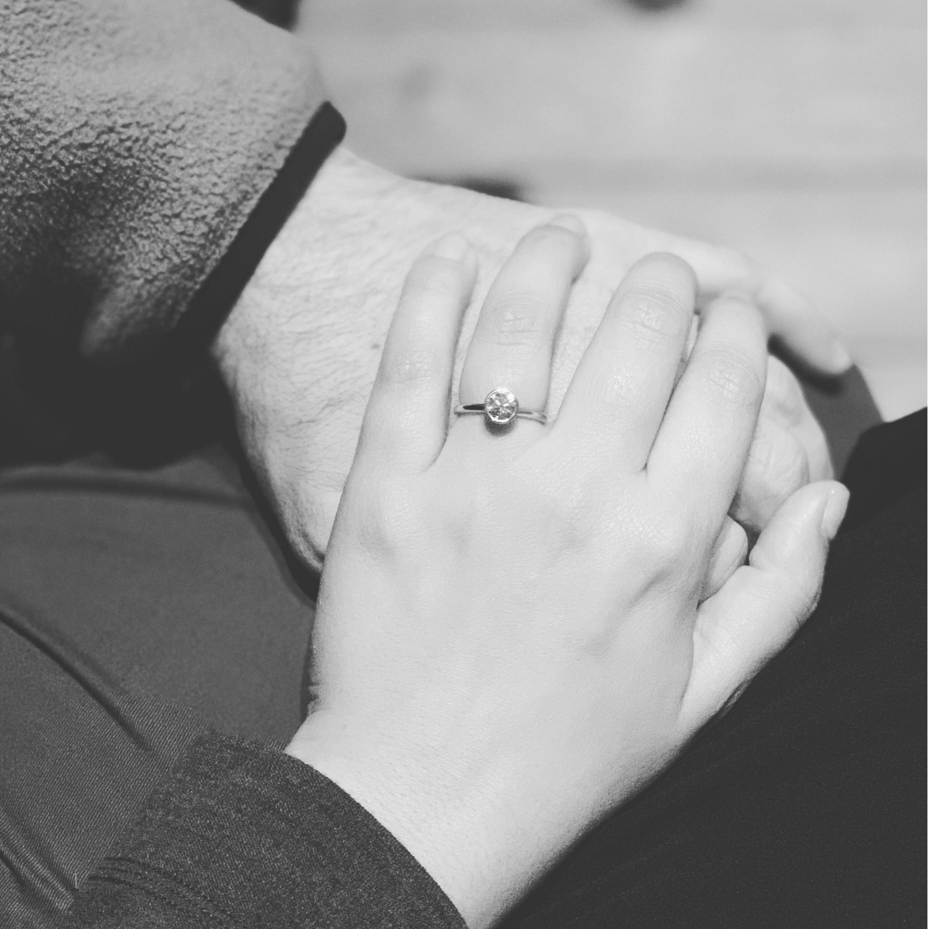 We were too wrapped up in the moment to take photos right after the proposal. We took this a few hours later, after we finally came inside after the lights had faded away.