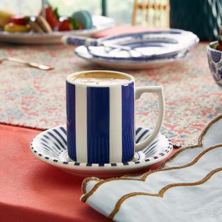 Blue Italian Steccato Espresso Cup & Saucer