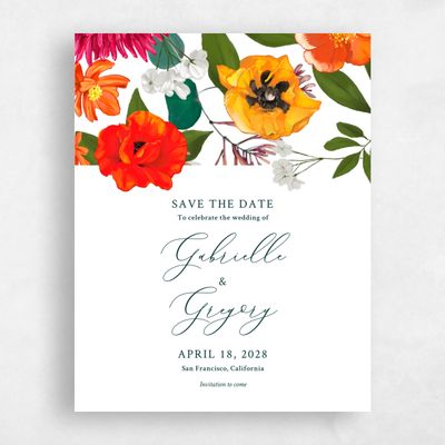 Red Wedding Save the Date - Blossom Portrait