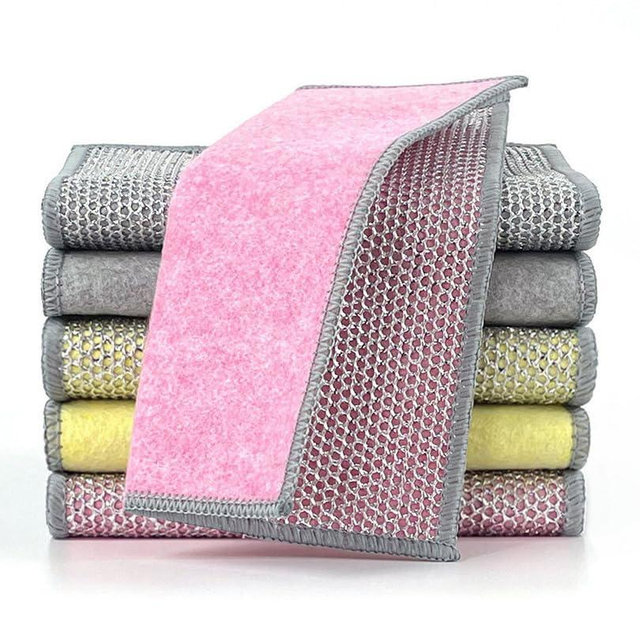 Sarmyarc 6 Pcs New UpgradeDouble Sided Silver Wire Coconut Shell Cleaning Cloths,Steel Wire Dishwashing Rag,Reuseable Cleaning Cloths,Kitchen Cleaning Cloth for Cookware,Sinks, Dishes,Stove Top