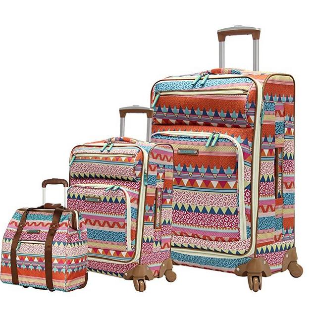 Lily Bloom Luggage 3 Piece Softside Spinner Suitcase Set Collection (On the Prowl)