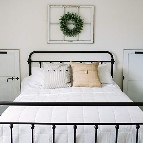 HomeSmart Products White King Size Weighted Blankets - 20lbs Provides Light Pressure - 400 Thread Count Organic Cotton Fabric - 88x104 White