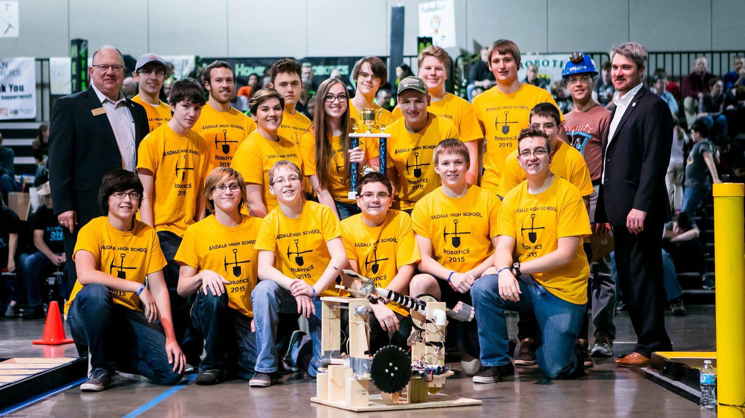 Monica and Will with the AHS Robotics team their senior year