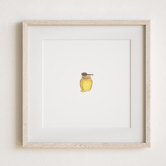Miniature Honey Jar Painting Print in Watercolor