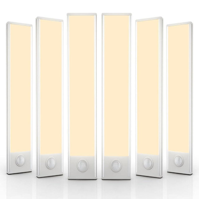 Under Cabinet Lights，6 Pack Motion Sensor Light Indoor，Wireless USB Rechargeable Magnetic Closet Lights，50 LED Under Counter Lights for Kitchen,Wardrobe,Hallway,Stairs，12 inch Warm White Light