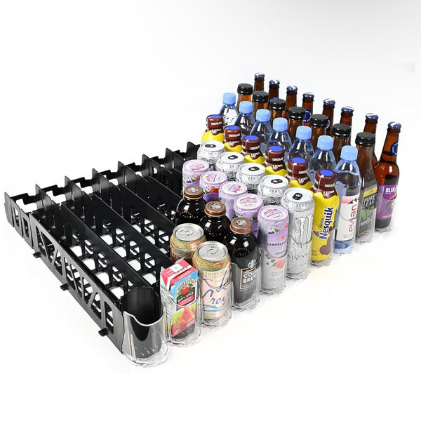 Visi-FAST Spring Push Drink Dispenser, Refrigerator Organizers and Storage for 12/16 oz Beverages, Bottles, and Cans, Drink Dispenser for Fridge, Commercial and Home, (Pack of 2)