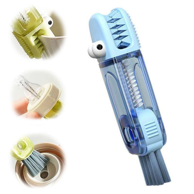 3 in 1 Cup Lid Cleaning Brush, 2024 Multifunctional Crevice Portable Cup Lid Cleaning Brush for Bottle Gap Tight Spaces Cup (A-Blue)