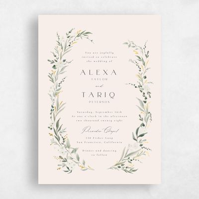 Linen, Beige Wedding Invitation - Darcy Portrait Foil