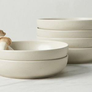 6 Pasta Bowls - Pacifica Stoneware Dinnerware by Casafina (Vanilla)