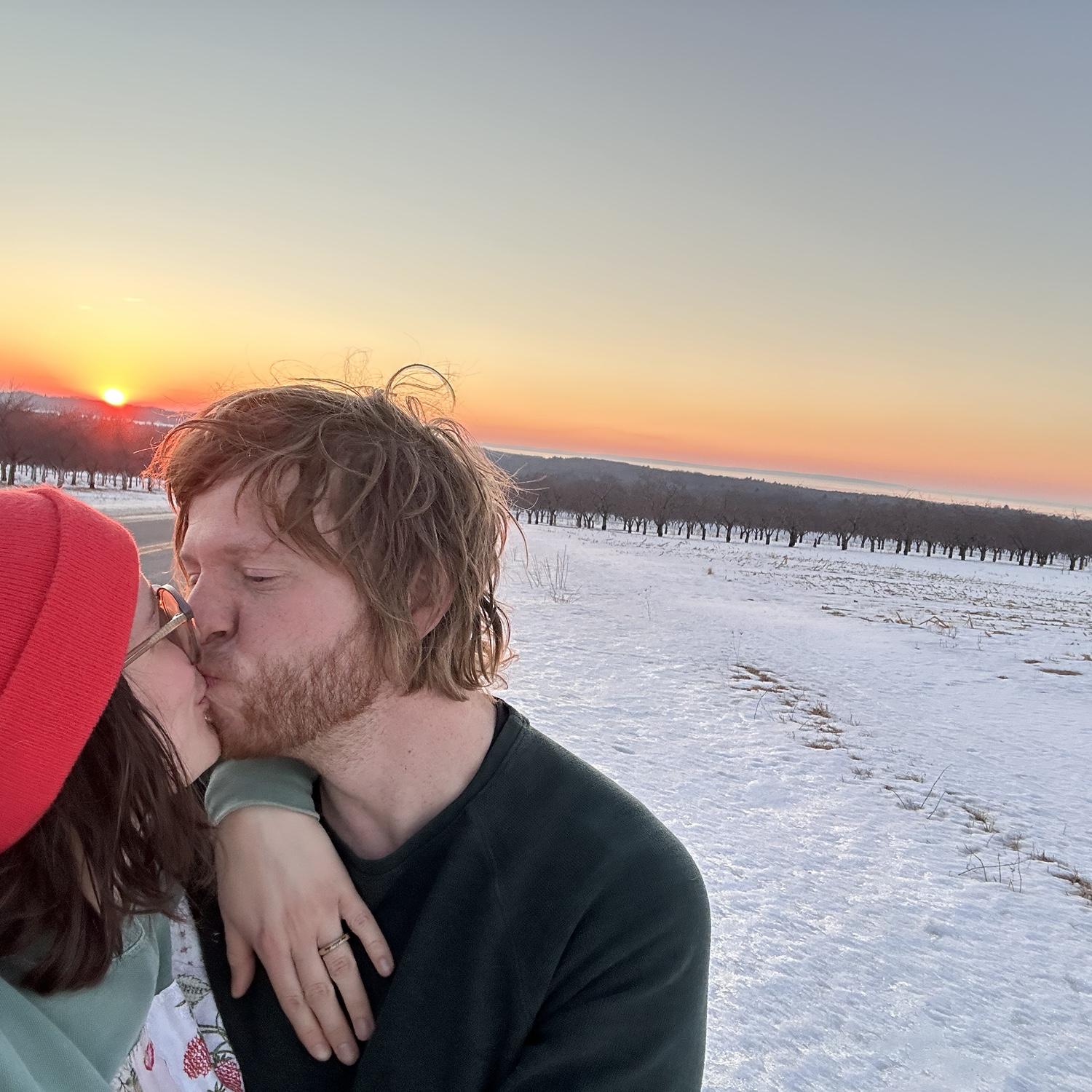 Engagement day sunset on Jelnick Road February 14, 2026