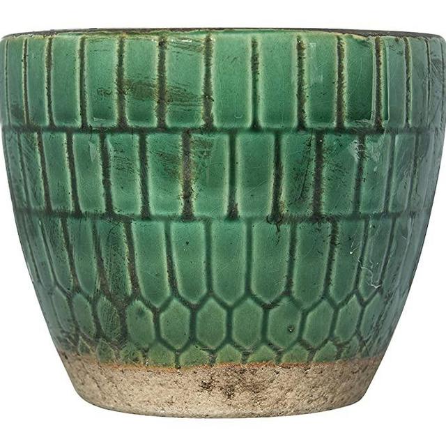 Creative Co-Op Distressed Small Tile Terracotta Planter, Green
