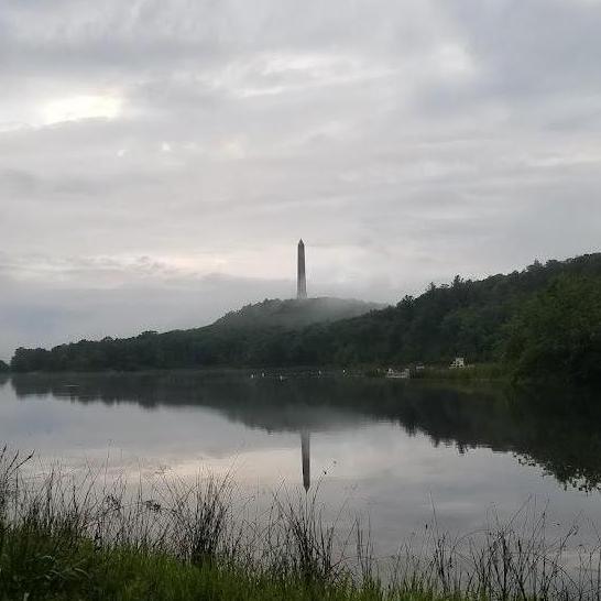 Date: August 20, 2021
Days Dating: #1,187
Location: High Point, NJ
On a very gloomy day, we decided to go for a drive, which ended at Lake Marcia, overlooked by a very foreboding High Point Monument.