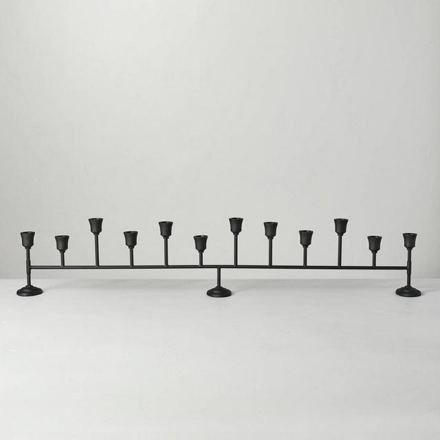 Oversized Metal Taper Candelabra Textured Black - Hearth & Hand™ with Magnolia