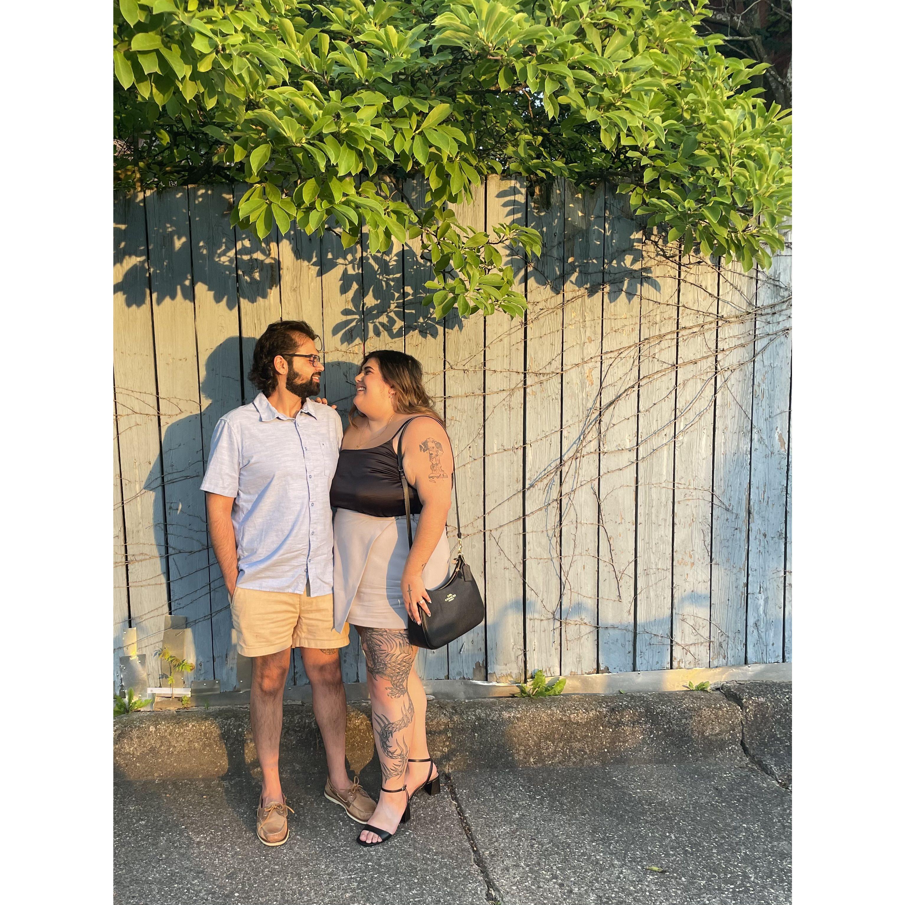 Celebrating 2 years engaged at Left Bank in Buffalo.