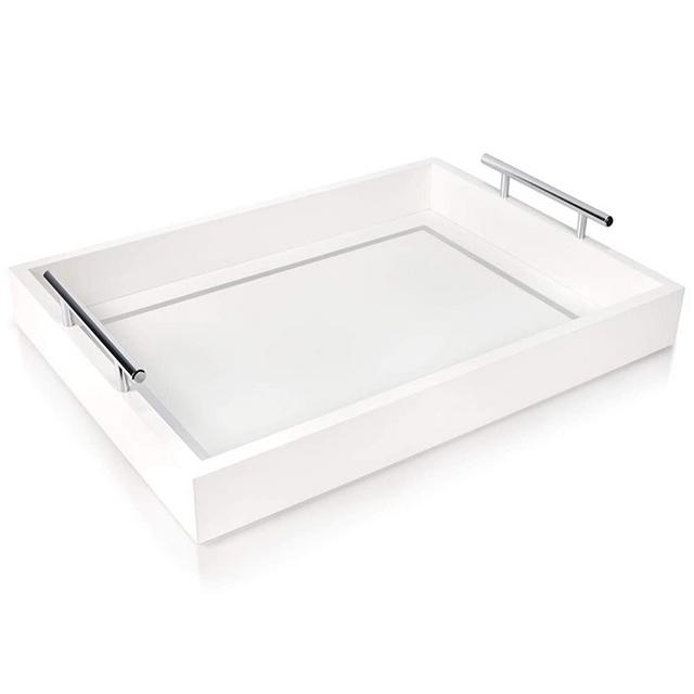 Deluxe Tray for Coffee Table – Beautiful White Tray Decor & Coffee Table Tray for Your Home 16x12
