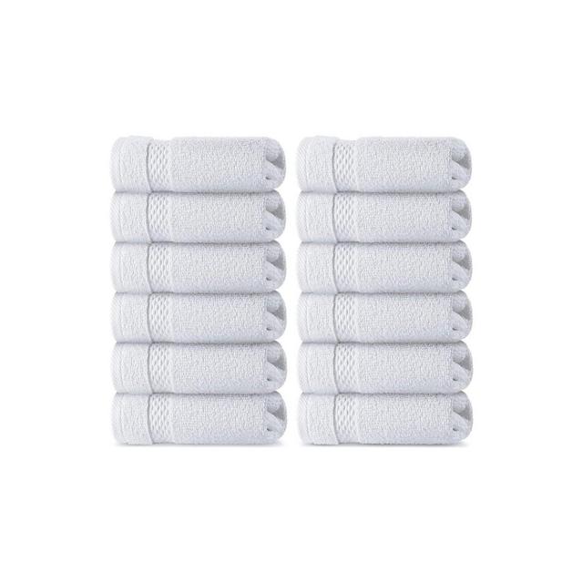 White Classic Luxury 100% Cotton Washcloths Set of 12 - 13x13" White