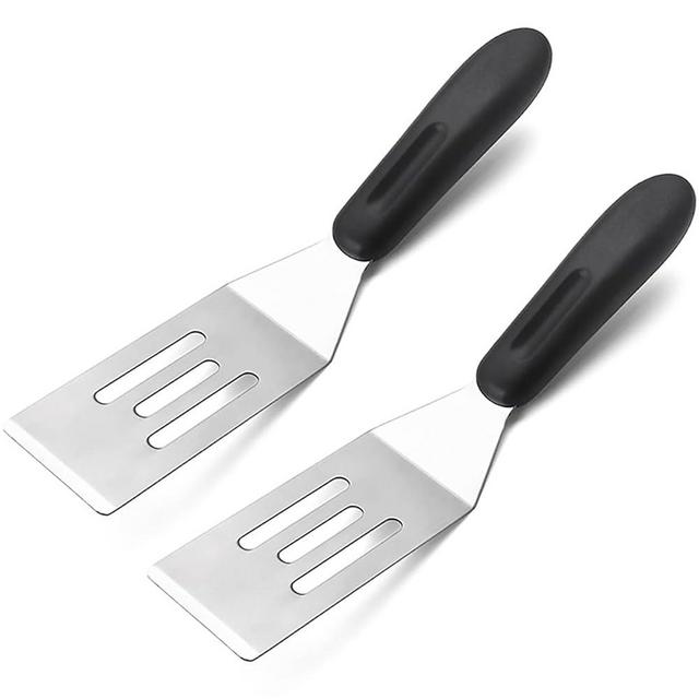 2 Pack Small Metal Spatula,Mini Spatula for Flipping, Cooking and Baking,Stainless Steel Brownie Spatula with Non-Slip Handle for kitchen Use