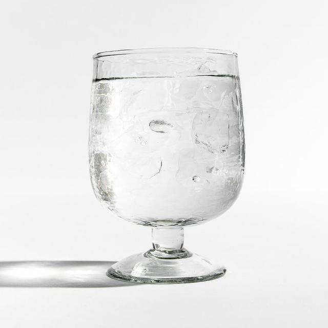 Handmade Hammered Short Glass Goblet, Single