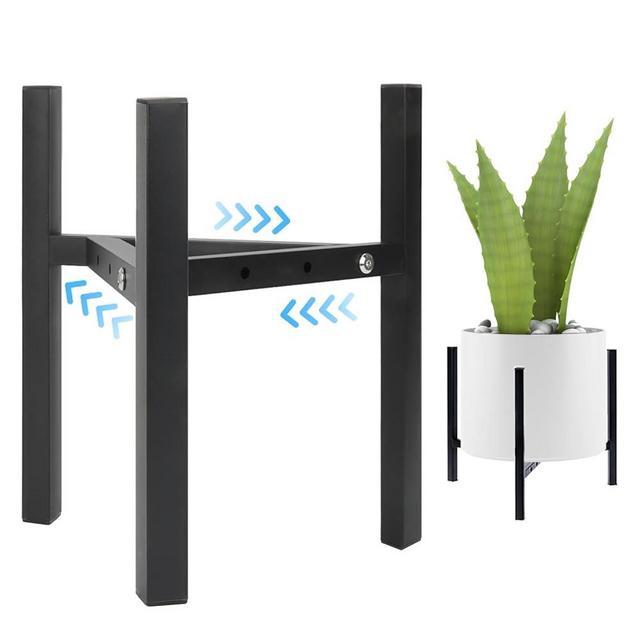 Gynyinly Plant Stand Indoor Adjustable, Metal Modern Plant Stand Outdoor Indoor Corners, Suitable for 8 9 10 11 12 Inch Pot Plant, 2 Pack,Black (Potted Plants And Plants Not Included)