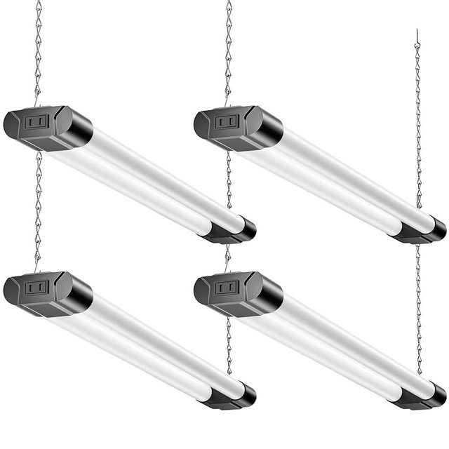BBOUNDER 2FT LED Shop Light Fixture, Super Bright 2200LM, Cool Daylight White 6500K, Ceiling or Hanging Mount, Durable Garage Shop Lighting for Warehouse, Workbench, Basement, and Business Use, Black