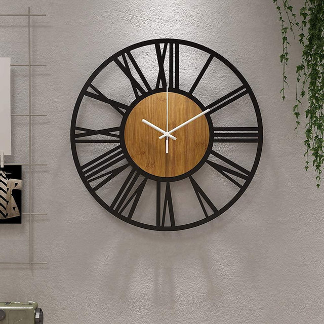 1st owned 33CM Small Wall Clock for Living Room Decor,Vintage Modern Round Nearly Silent Little Ticking Black Wood Clocks for Home Garden Office Cafe Decoration