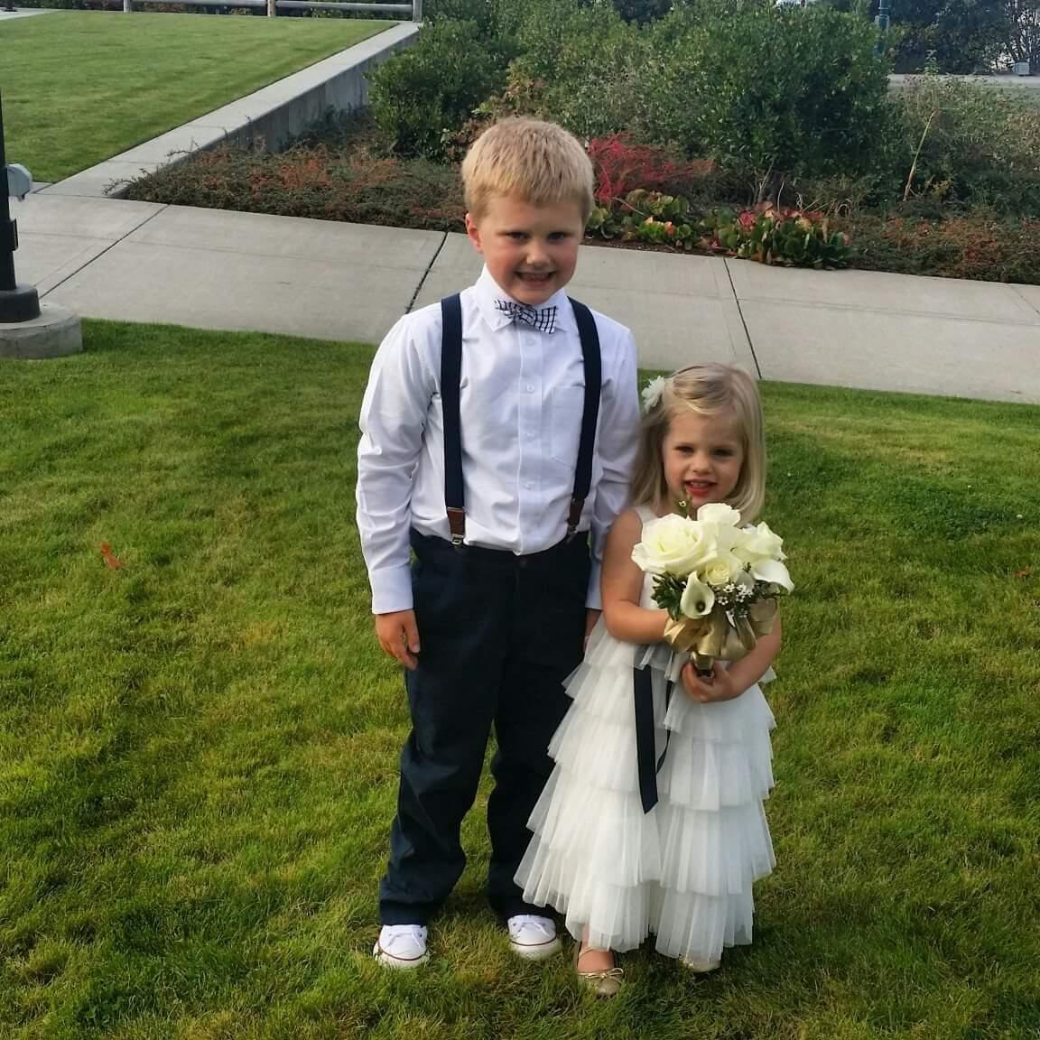 Carson, Ring Bearer, Nephew.
Whitney, Flower Girl, Niece.
