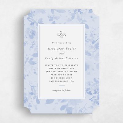 Blue Ticket Wedding Invitation - Hermine Portrait