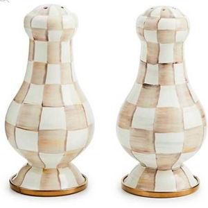 Mocha Check Large Salt & Pepper Shakers