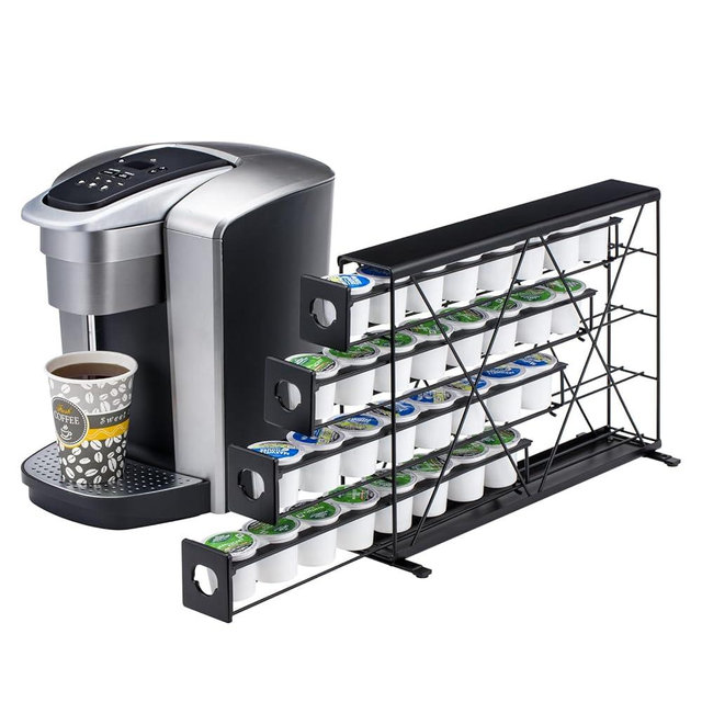 Rice rat k cup Holders for 4 Tier Coffee Pod Holder,Black Metal Space(32 pods)