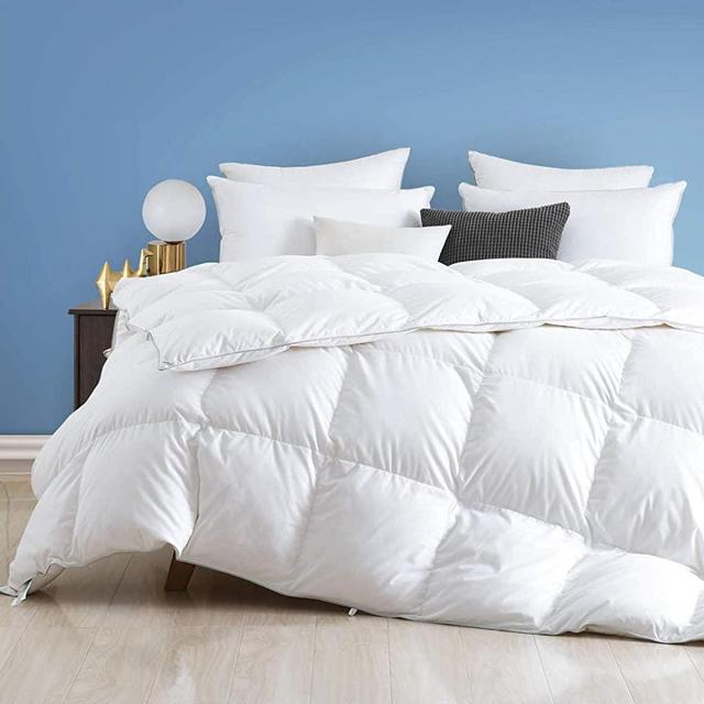 Dafinner Ultra-Soft Egyptian Cotton King Down Comforter Duvet - Luxurious All Season 750 Fill-Power Goose Down Feather Comforter Insert (106x90, White)