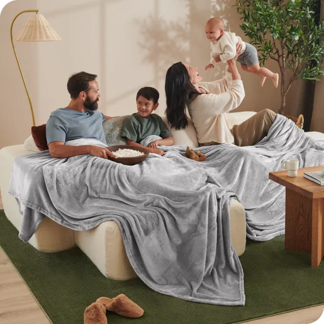 Light Grey Microplush Giant Fleece Blanket by Bare Home