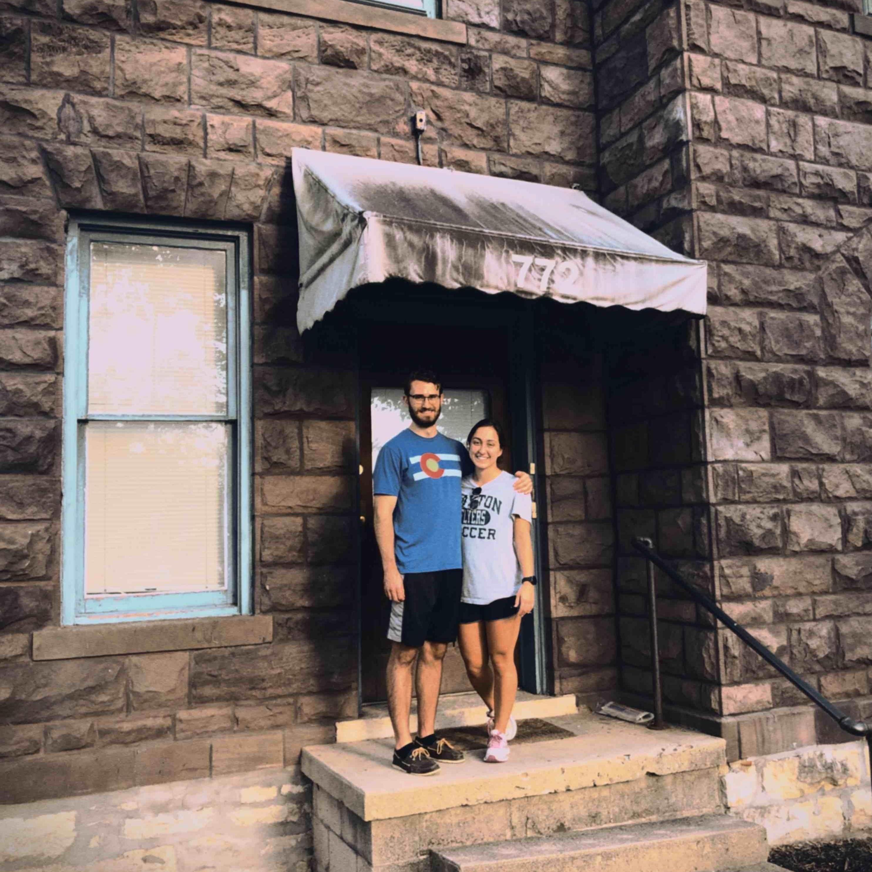 Outside our first apartment in Columbus