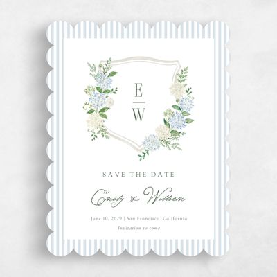 White Scalloped Wedding Save the Date - Speranza Portrait