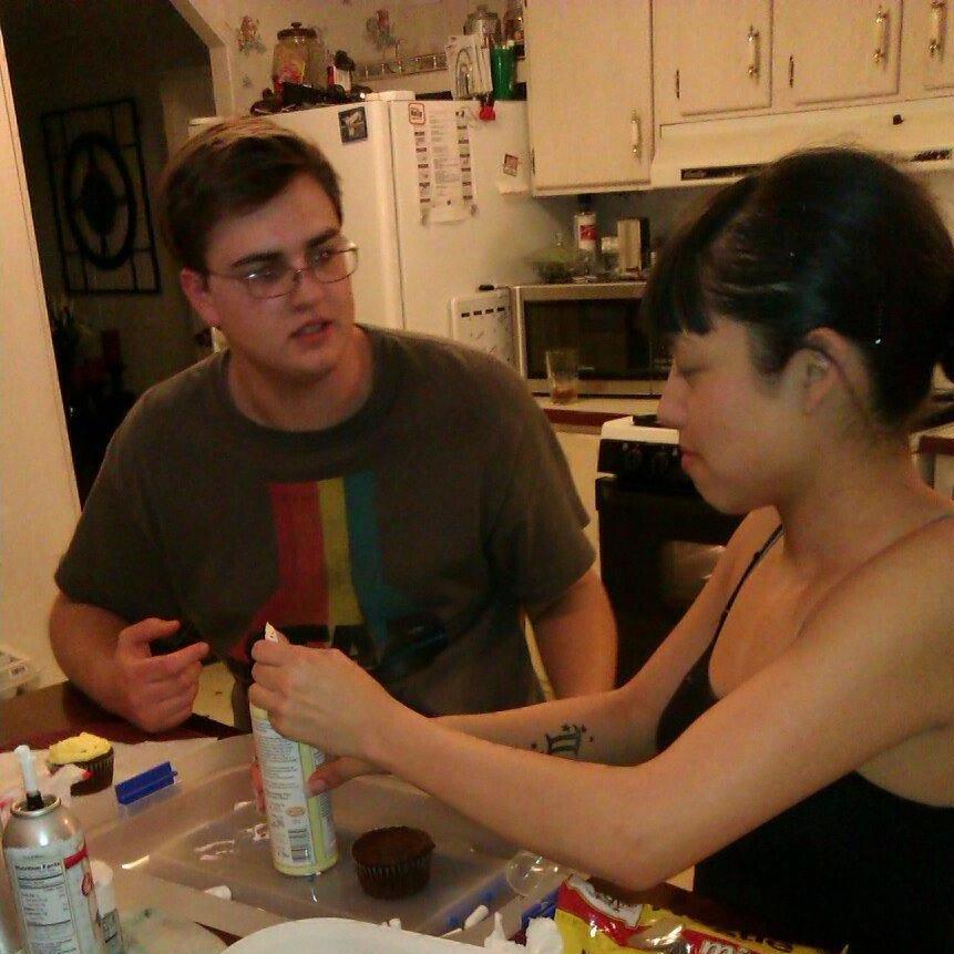 Decorating cupcakes