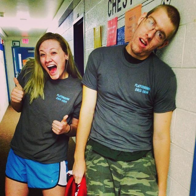 Our first picture together - early fall 2014. Making him wear the Playground House t-shirt. RIP Payne Hall.